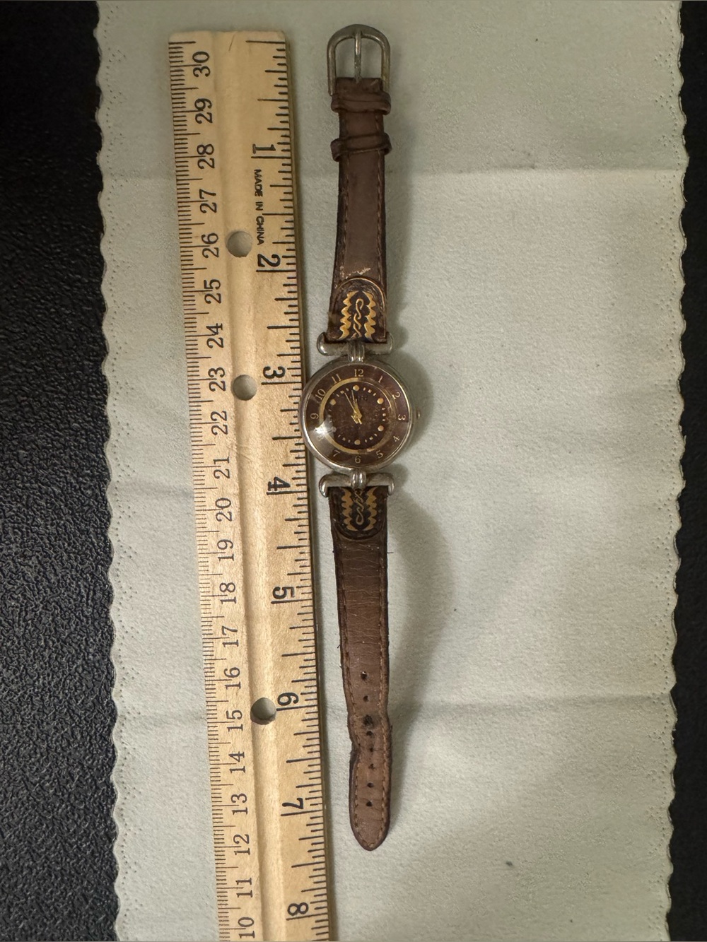 Women’s Brown Leather Watch with Decorative Dial Accents